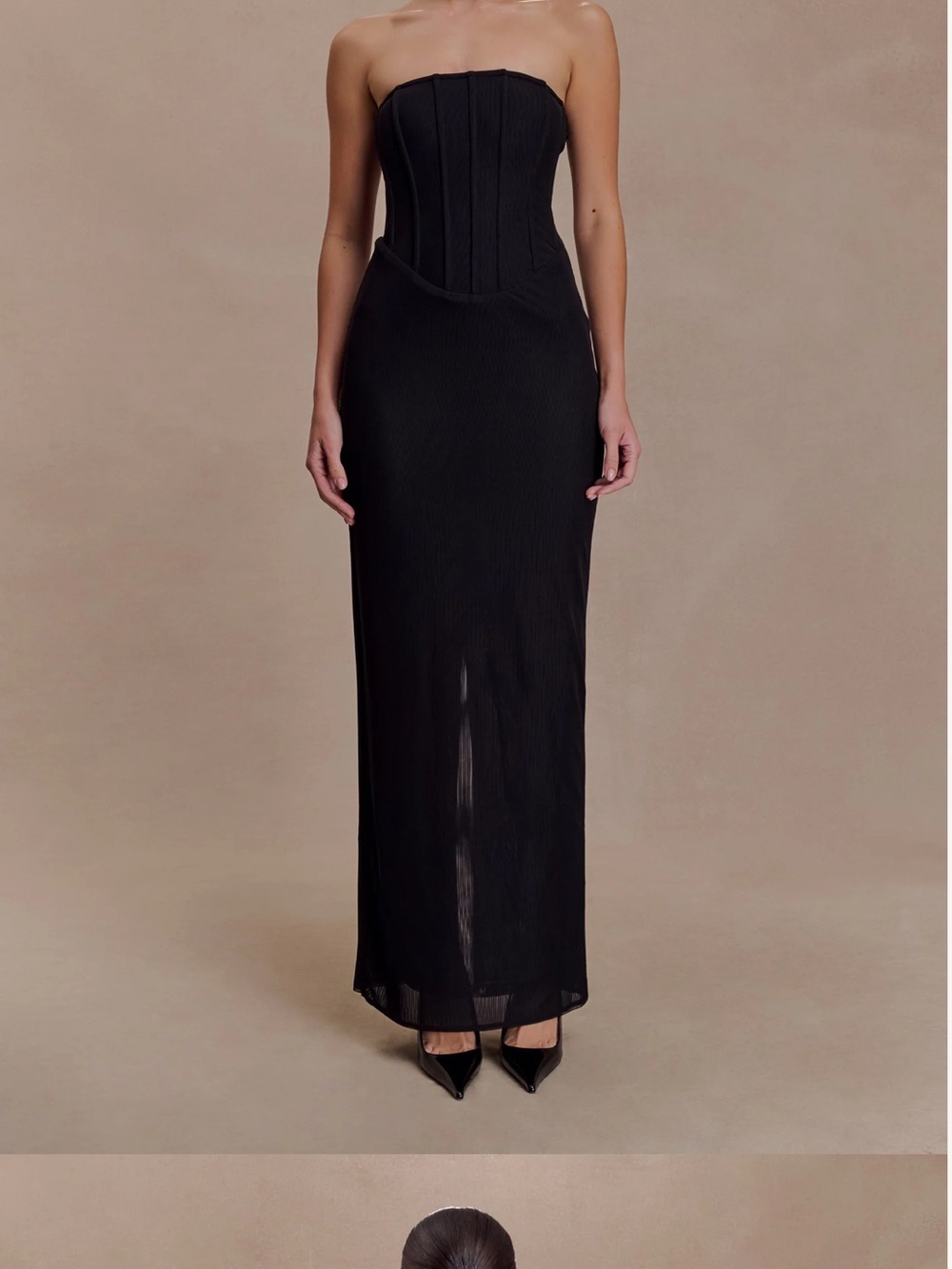 Meshki Strapless Black Maxi Dress with Corset Top